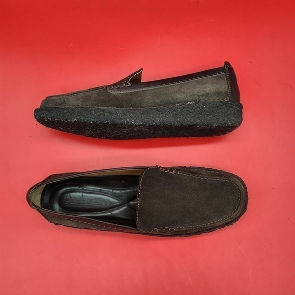 Lands’ End Brown Suede Leather Loafers Crepe Sole Women's 9M Made in Brazil - Picture 10 of 13